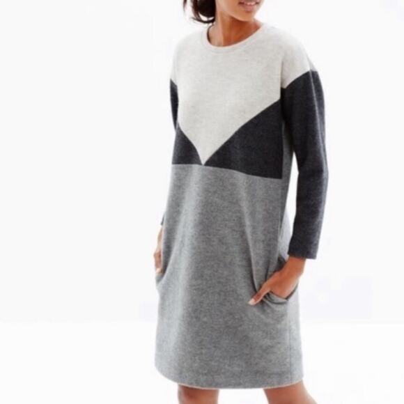 Madewell Dresses & Skirts - MADEWELL Geotilt Colorblock Wool Blend Shift Dress in XXS